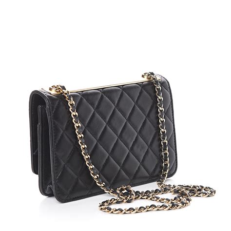 chanel black lambskin wallet|Chanel trendy wallet on chain.